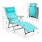 Costway Folding Chaise Lounge Chair w/Cushion Black\Gray\Turquoise